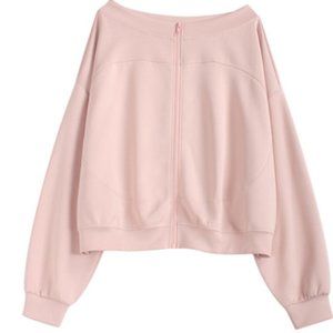 Off shoulder top short long sleeve hip hop bomber